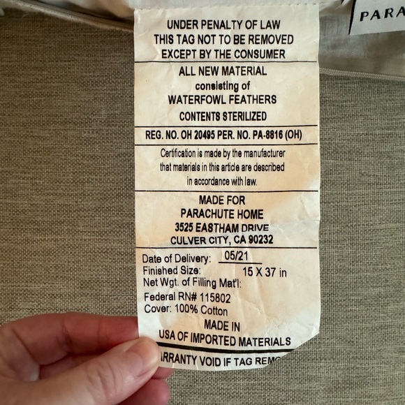 Parachute Lumbar Pillow with Cover - Picture 7 of 9